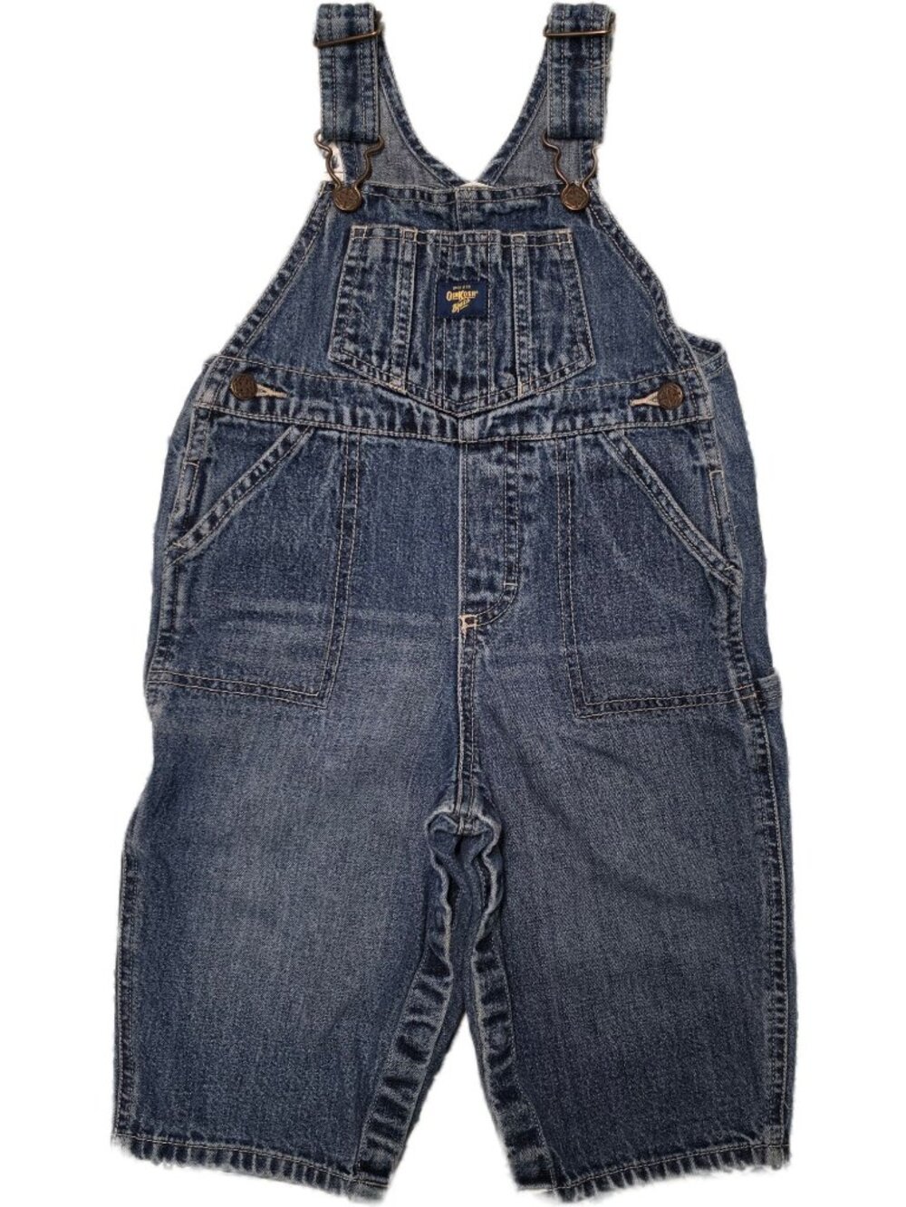 OshKosh B'gosh Heritage Vestbak Denim Bib Overalls 18 Months Snap Inseam